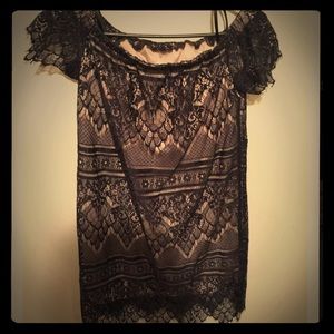 Rue 21 Size S black nude lace dress off shoulder